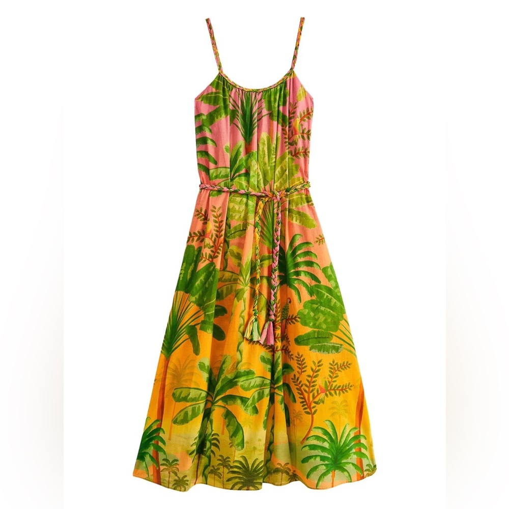 Farm Rio Sunrise Scenario Dress Size Large NEW w/Tags MSRP $245 Bright Tropical